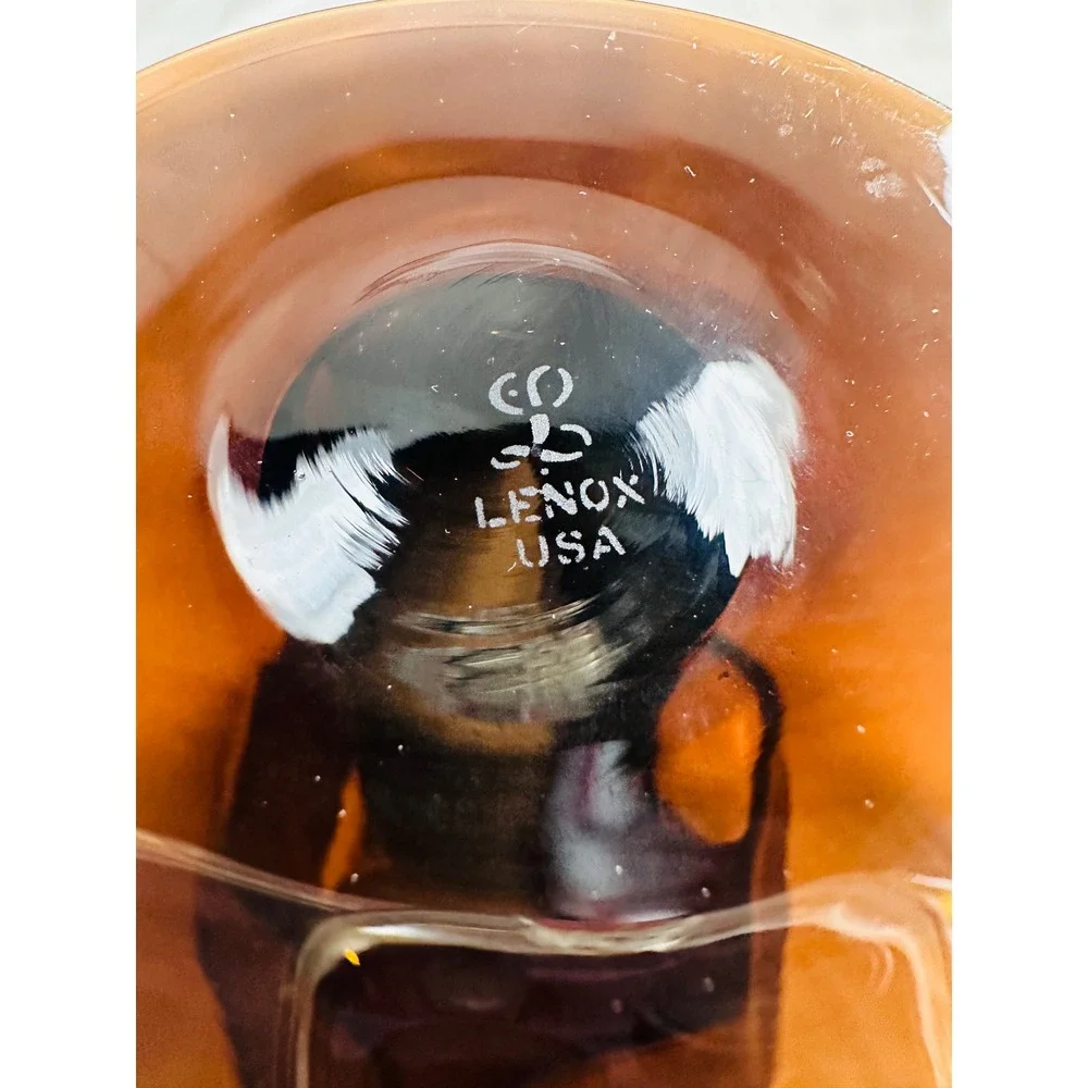 Lenox Antique Brown Champagne Tall Sherbet Glasses Set of 6 Black Stem Vintage